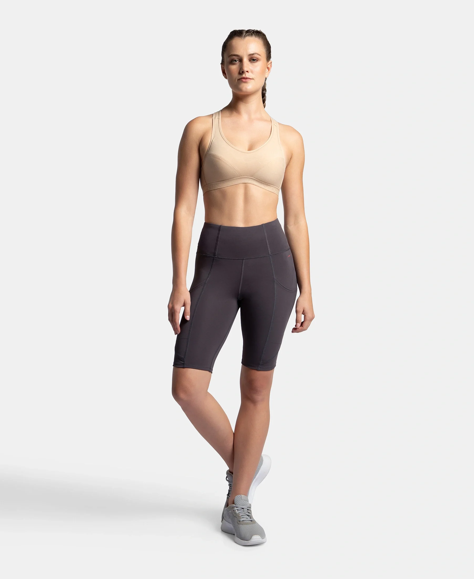 Wirefree Padded Super Combed Cotton Elastane Stretch Full Coverage Racerback Active Bra with StayFresh and Moisture Move Treatment - Skin - Image 4