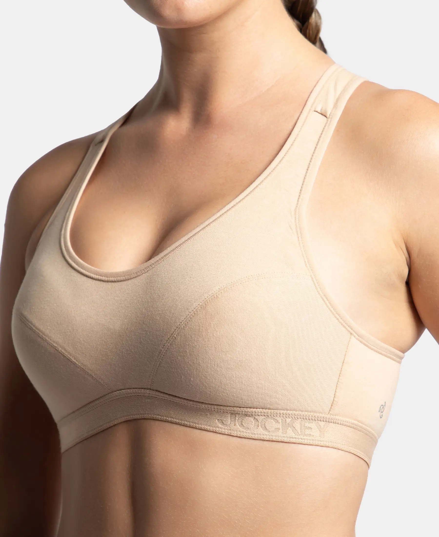 Wirefree Padded Super Combed Cotton Elastane Stretch Full Coverage Racerback Active Bra with StayFresh and Moisture Move Treatment - Skin - Image 7