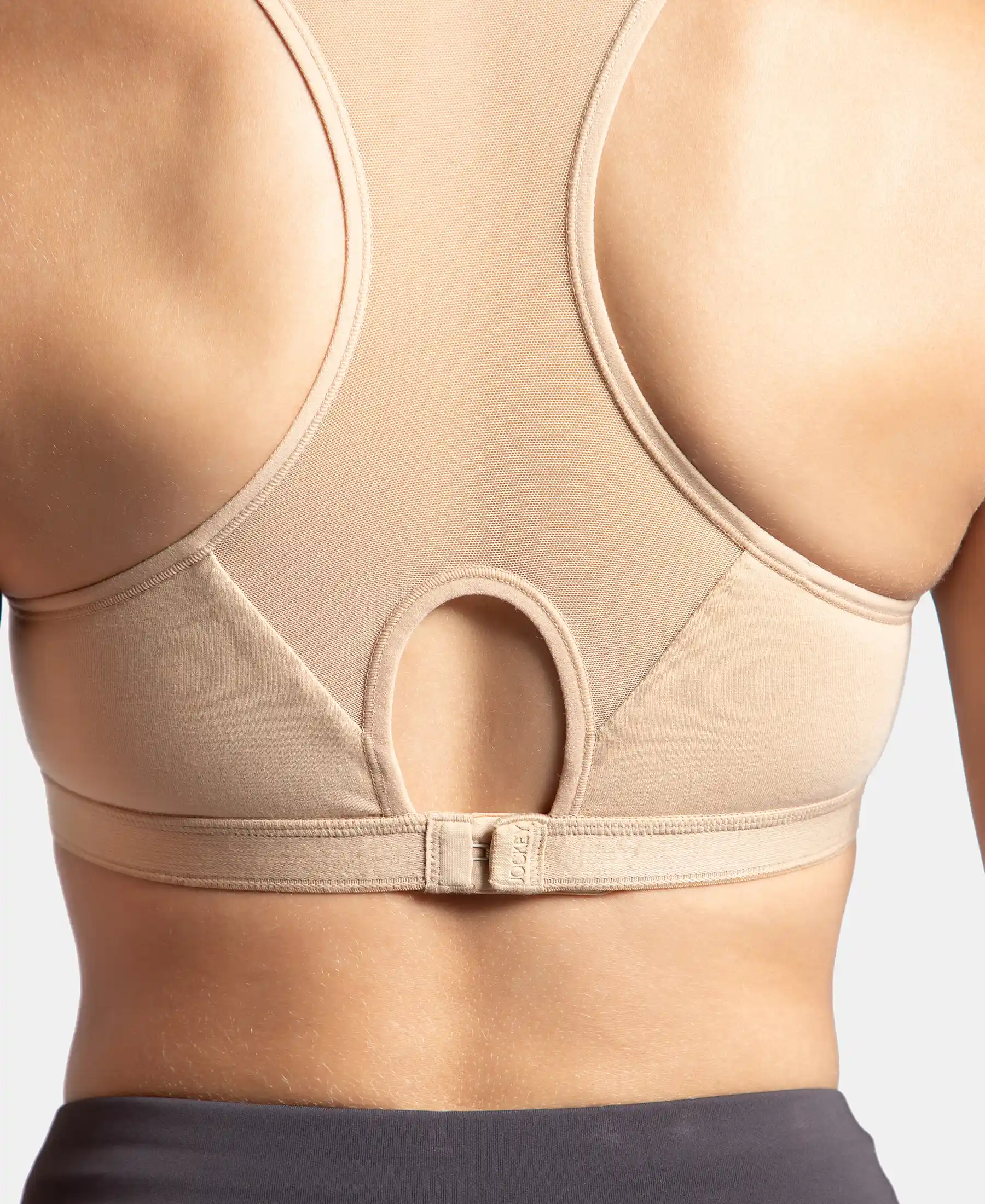 Wirefree Padded Super Combed Cotton Elastane Stretch Full Coverage Racerback Active Bra with StayFresh and Moisture Move Treatment - Skin - Image 9