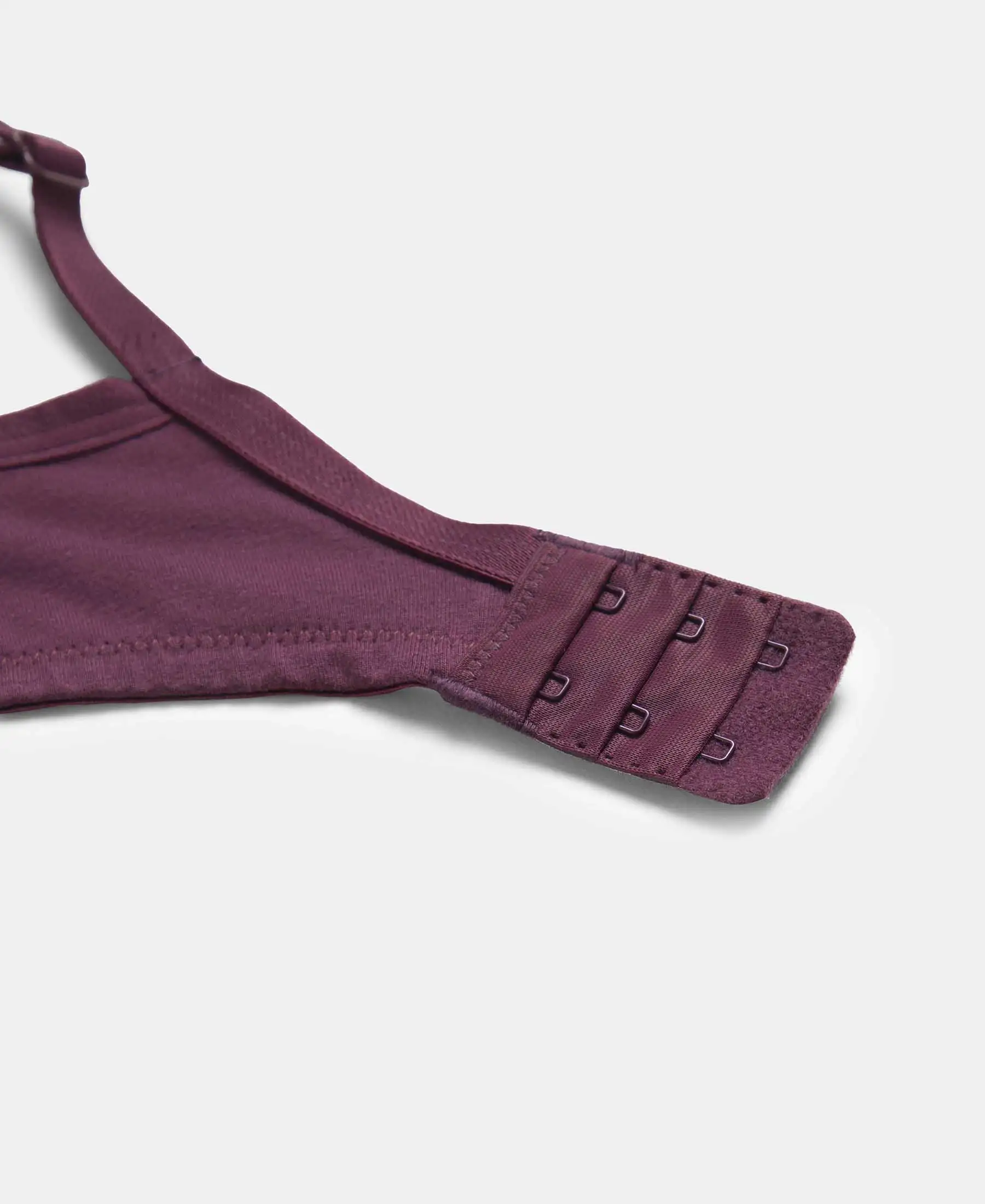 Wirefree Padded Super Combed Cotton Elastane Stretch Medium Coverage T-Shirt Bra with Lace Styling - Prune - Image 12