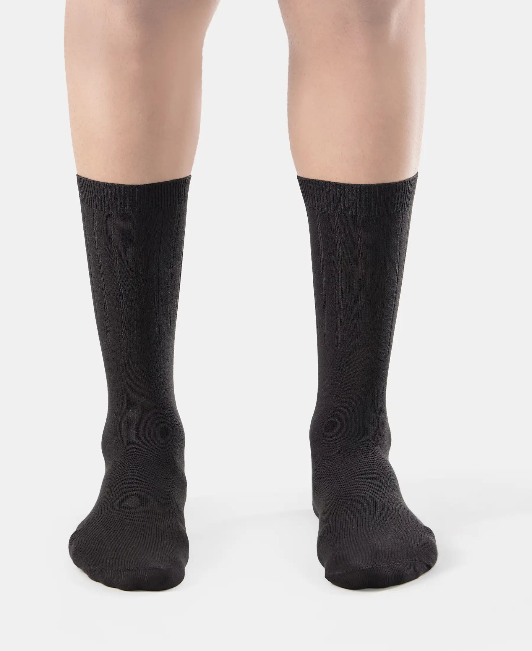Women's Blended Modal Stretch Crew Length Thermal Socks with StayFresh Treatment - Black - Image 2