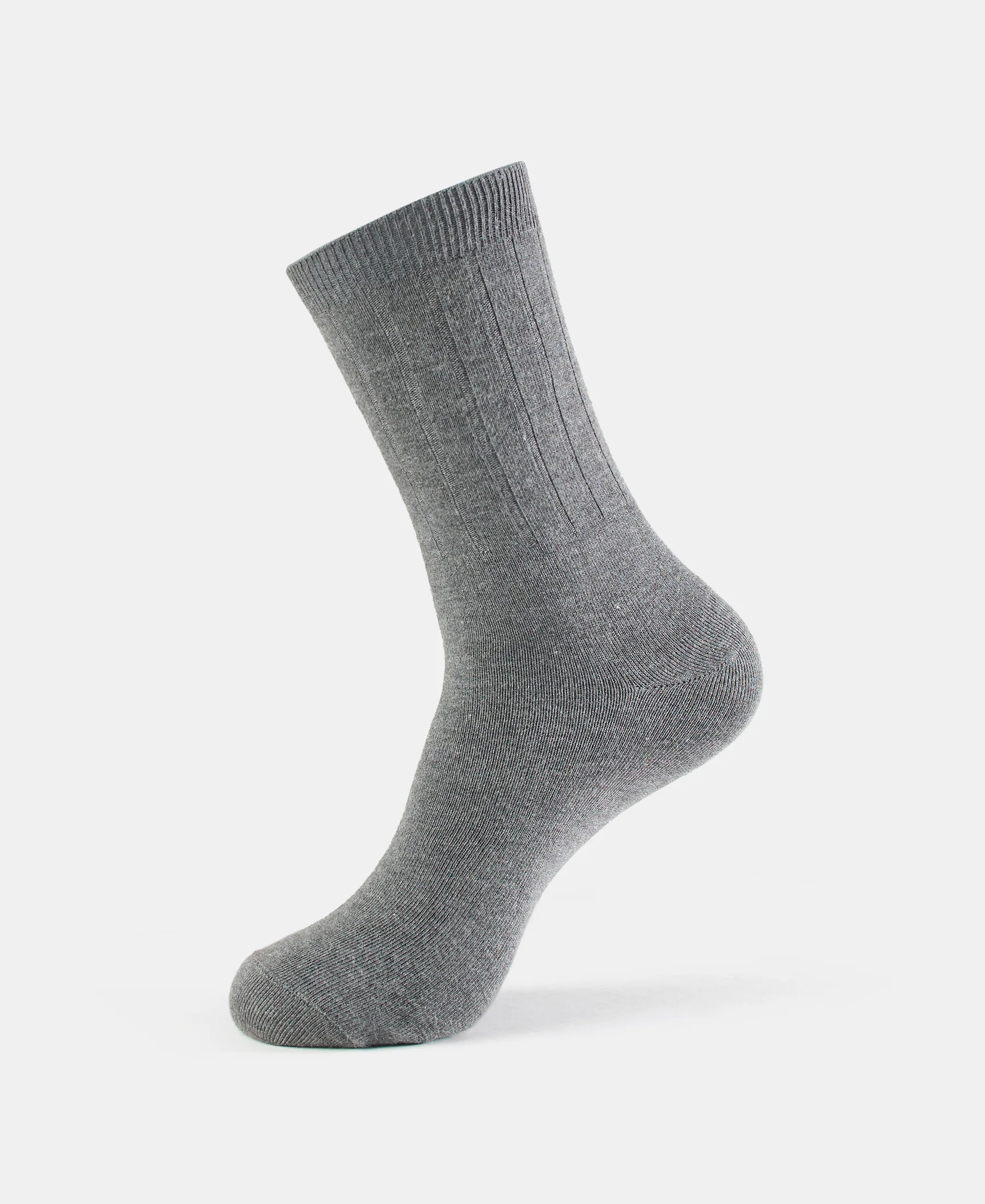 Women's Blended Modal Stretch Crew Length Thermal Socks With StayFresh Treatment - Charcoal Melange